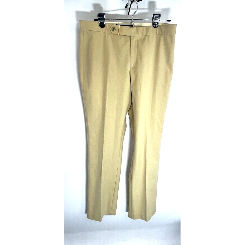 Ralph Lauren Black Label Tan Straight Leg Gold Buckle Pants Size 10 New